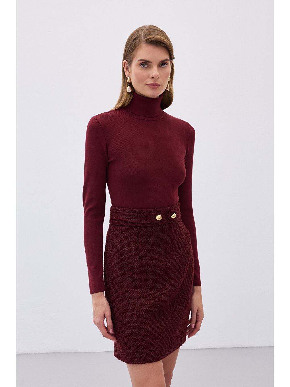 Tam Balıkçı Triko - Bordo-2