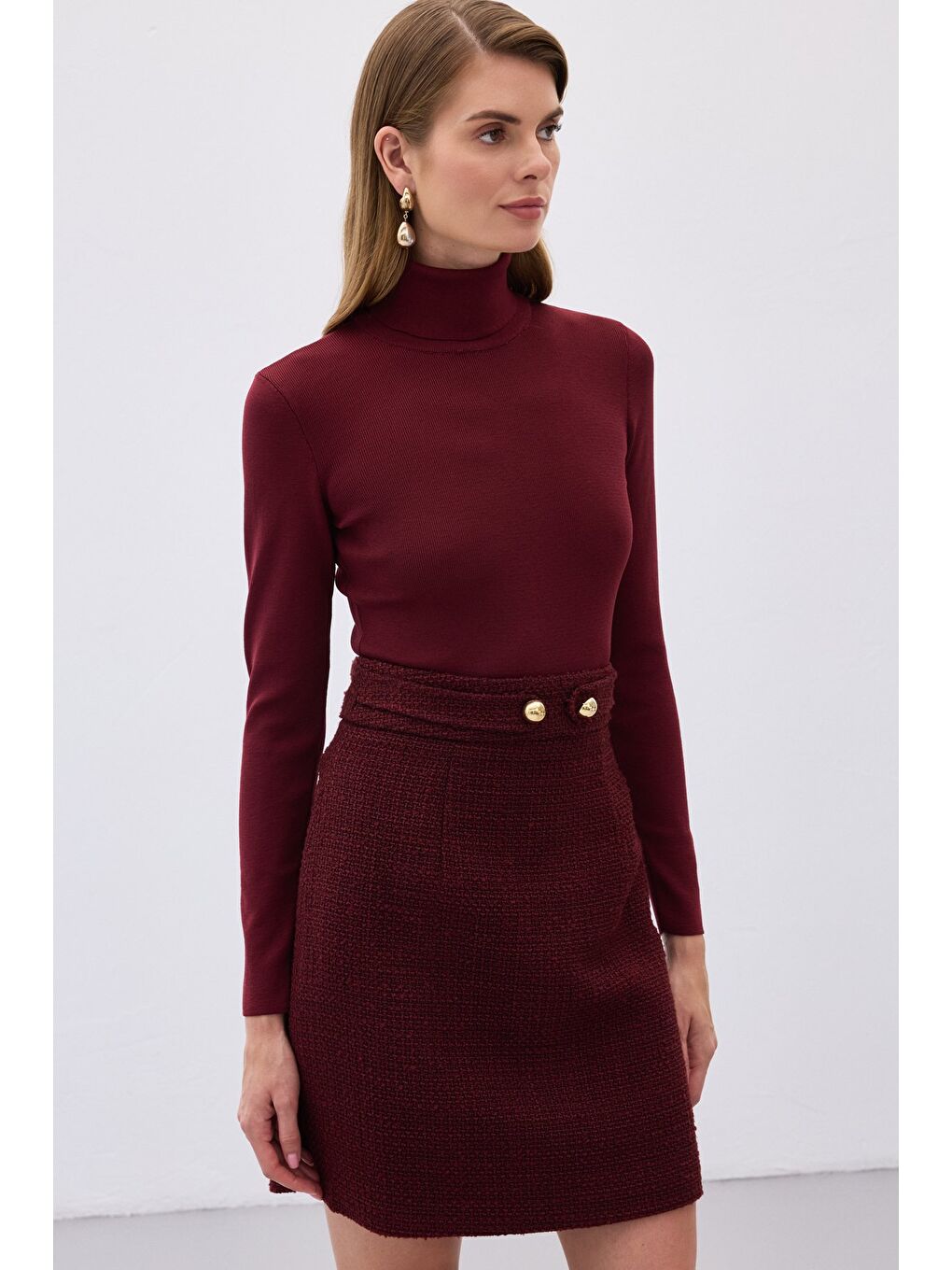 Tam Balıkçı Triko - Bordo-3