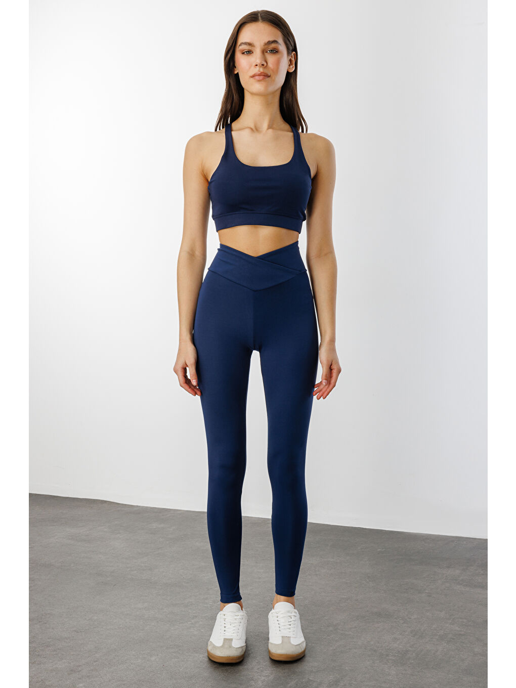 Lacivert Çapraz Bel Detaylı Cross Waist KadınTayt ÇAPRAZ-TAYT-1