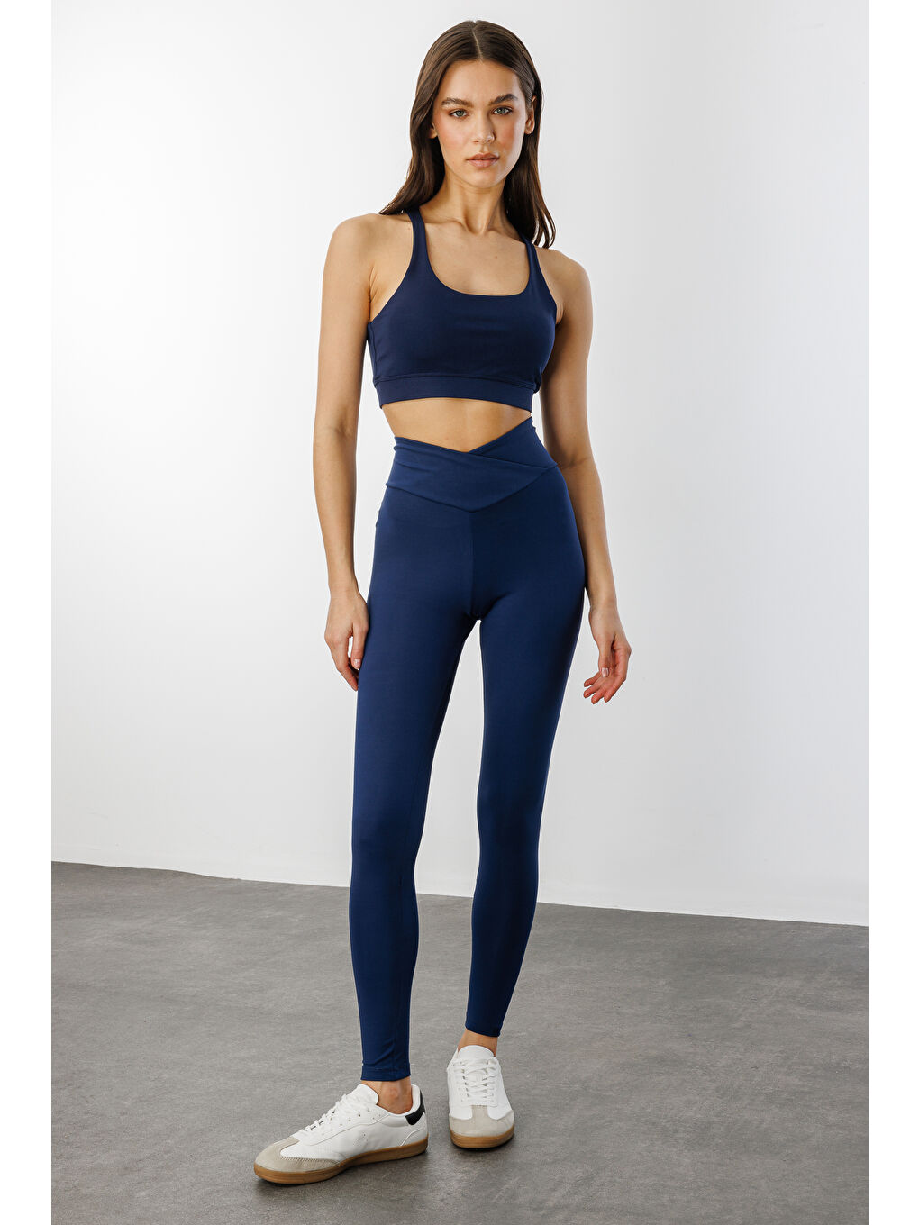 Lacivert Çapraz Bel Detaylı Cross Waist KadınTayt ÇAPRAZ-TAYT-2