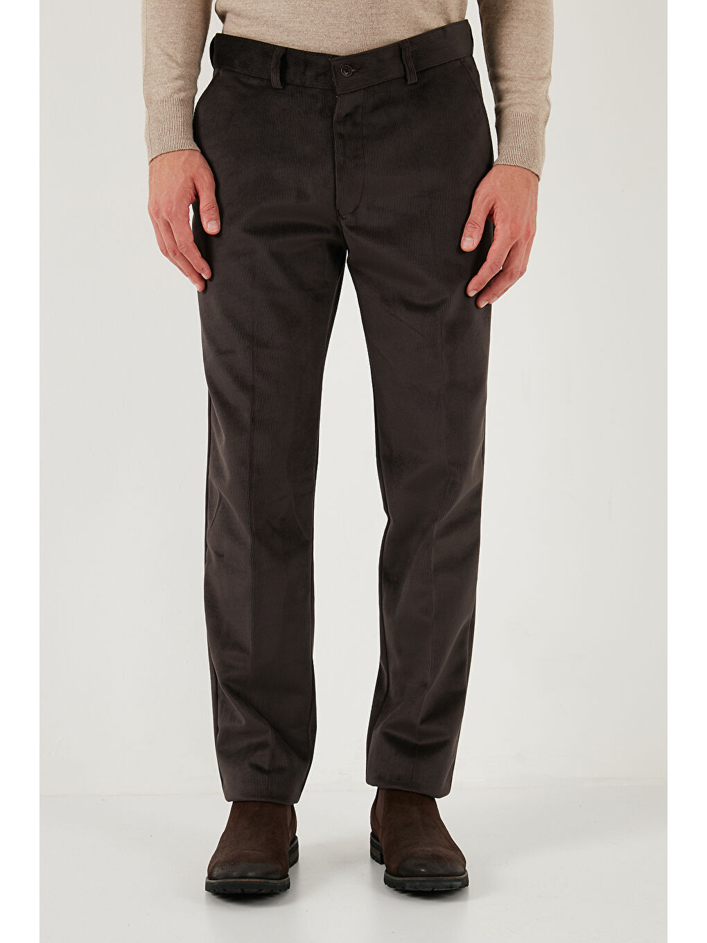 Lacivert Normal Bel Regular Fit Düz Paça 2'li Paket Kadife Pantolon 645MERLINS2-1