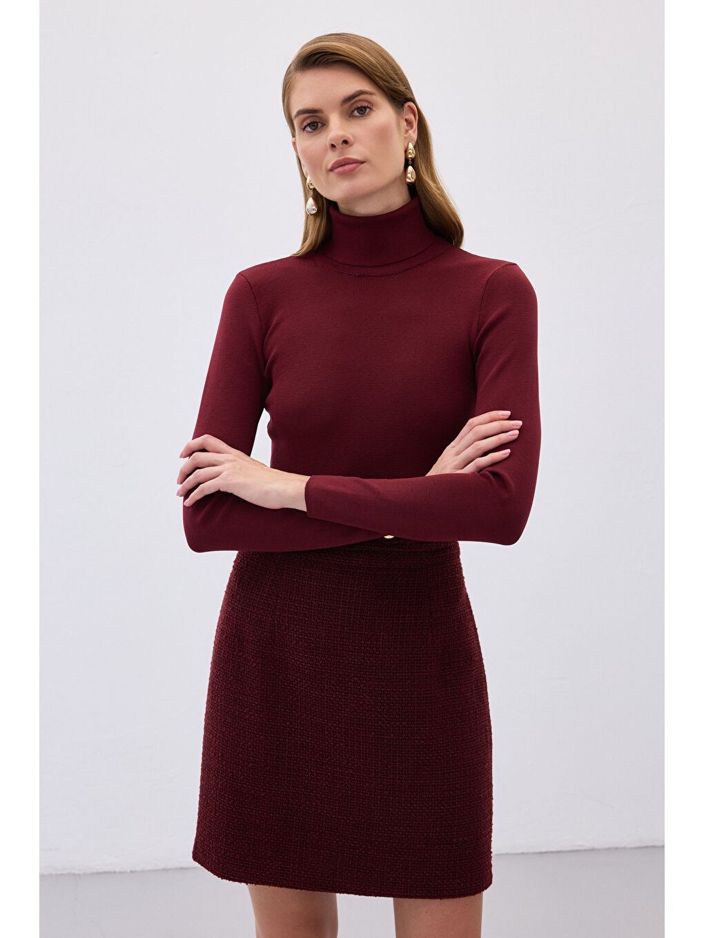 Tam Balıkçı Triko - Bordo-4