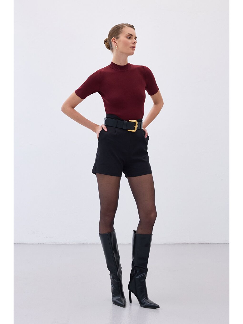 Yarım Balıkçı Triko - Bordo-2