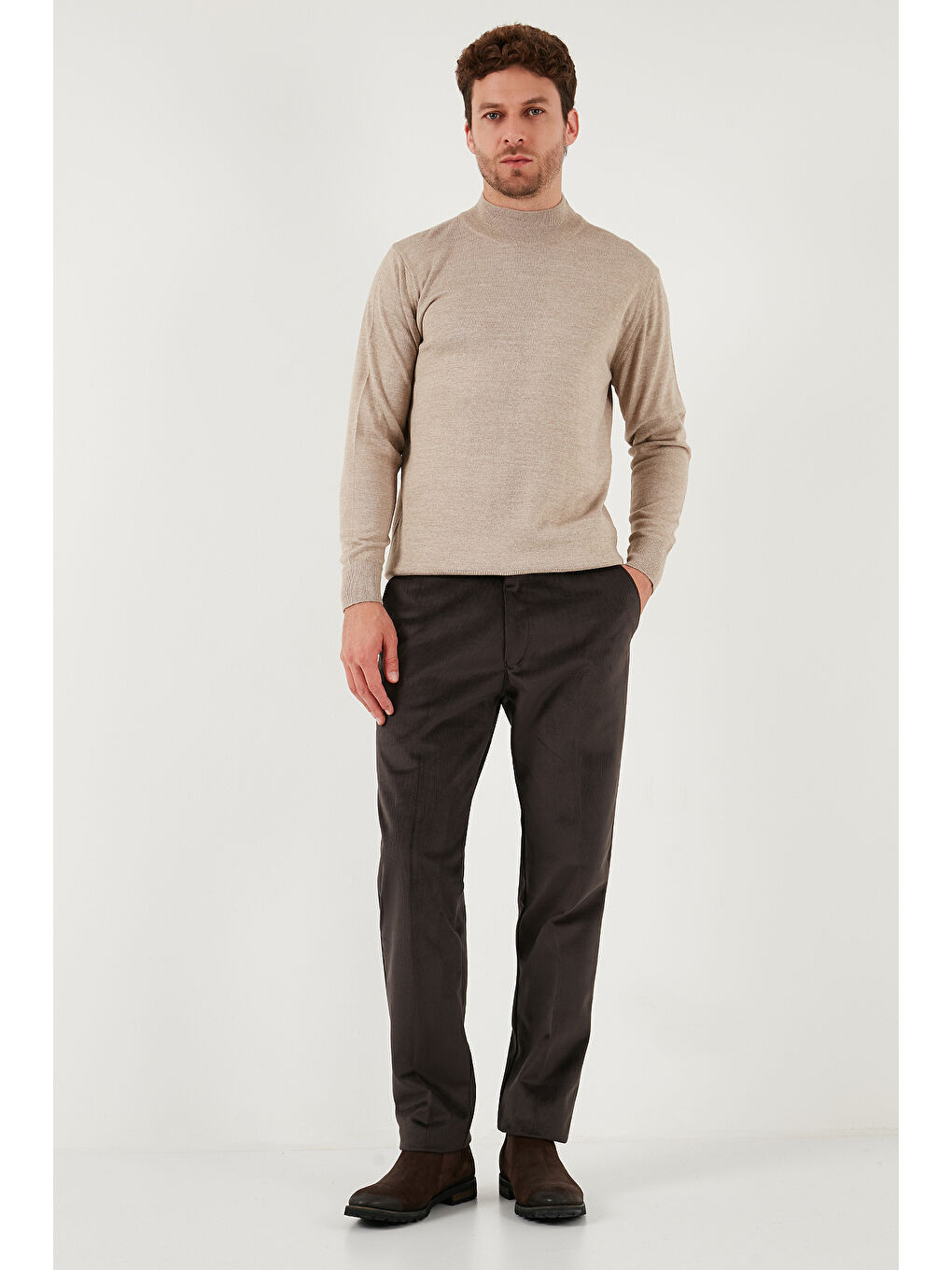 Lacivert Normal Bel Regular Fit Düz Paça 2'li Paket Kadife Pantolon 645MERLINS2-3