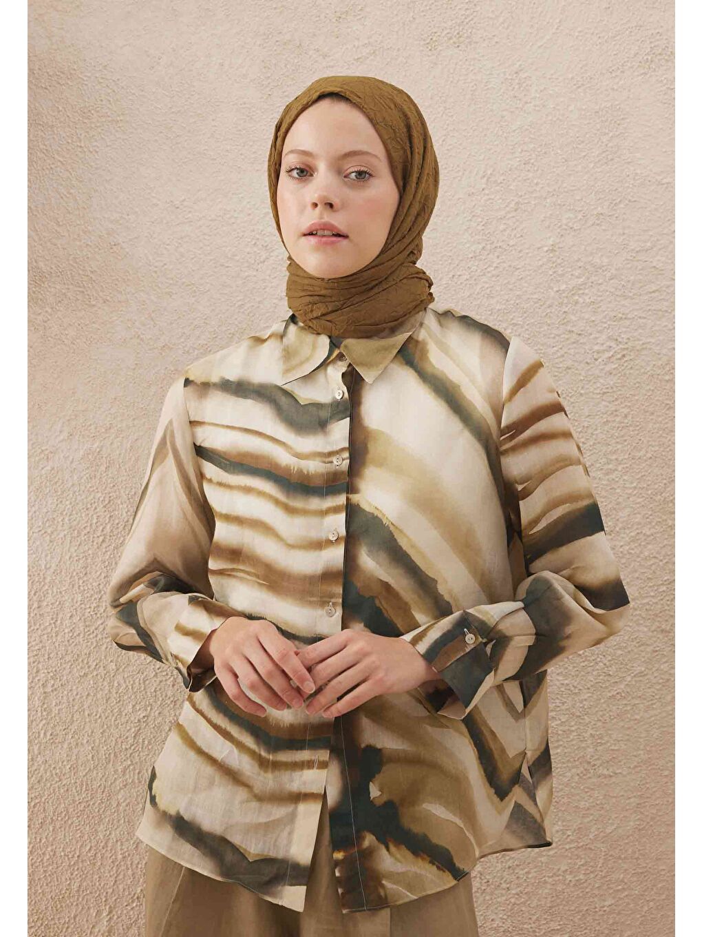 Kahverengi Vual Crash Şal Toprak-2