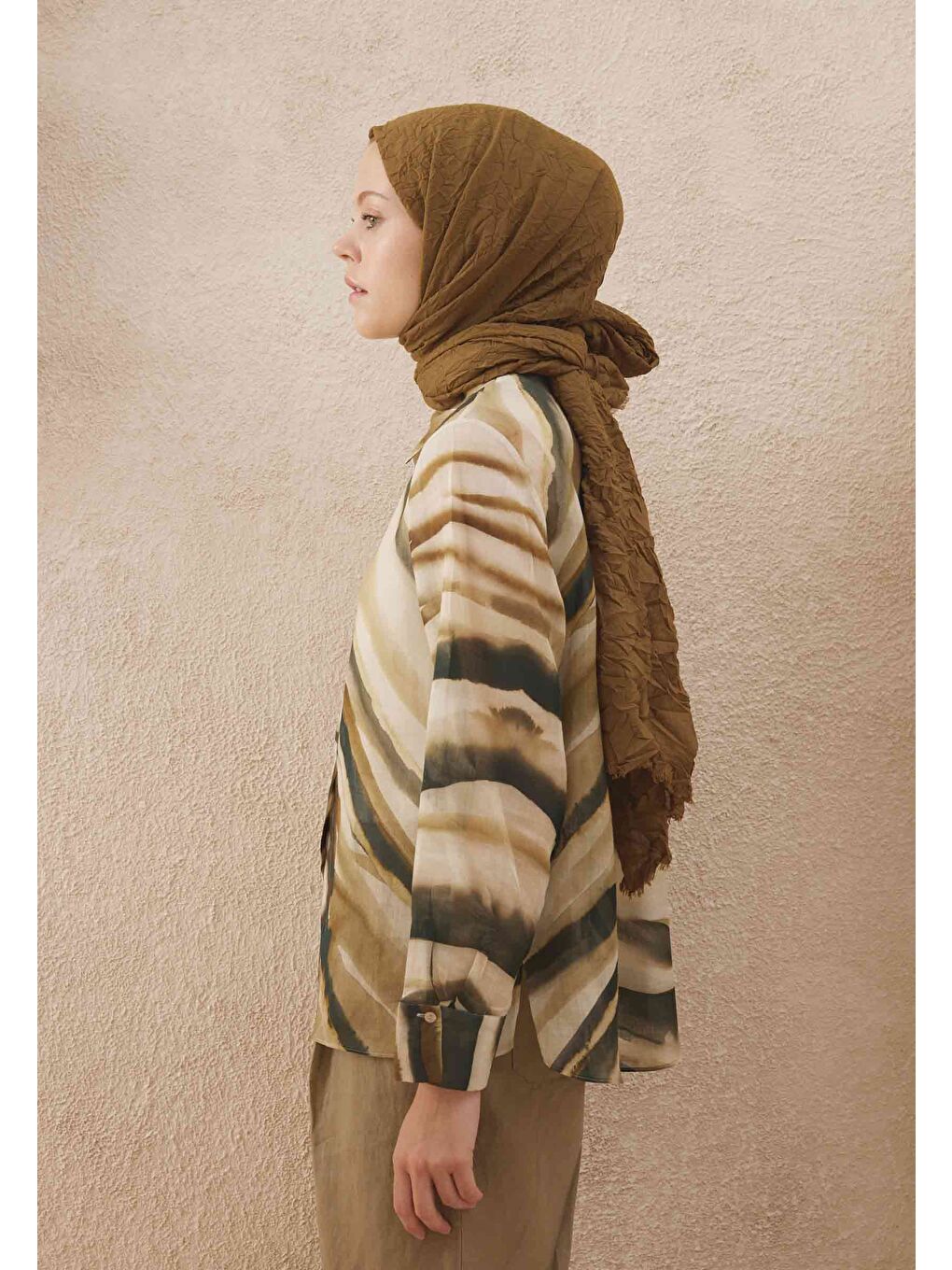 Kahverengi Vual Crash Şal Toprak-3