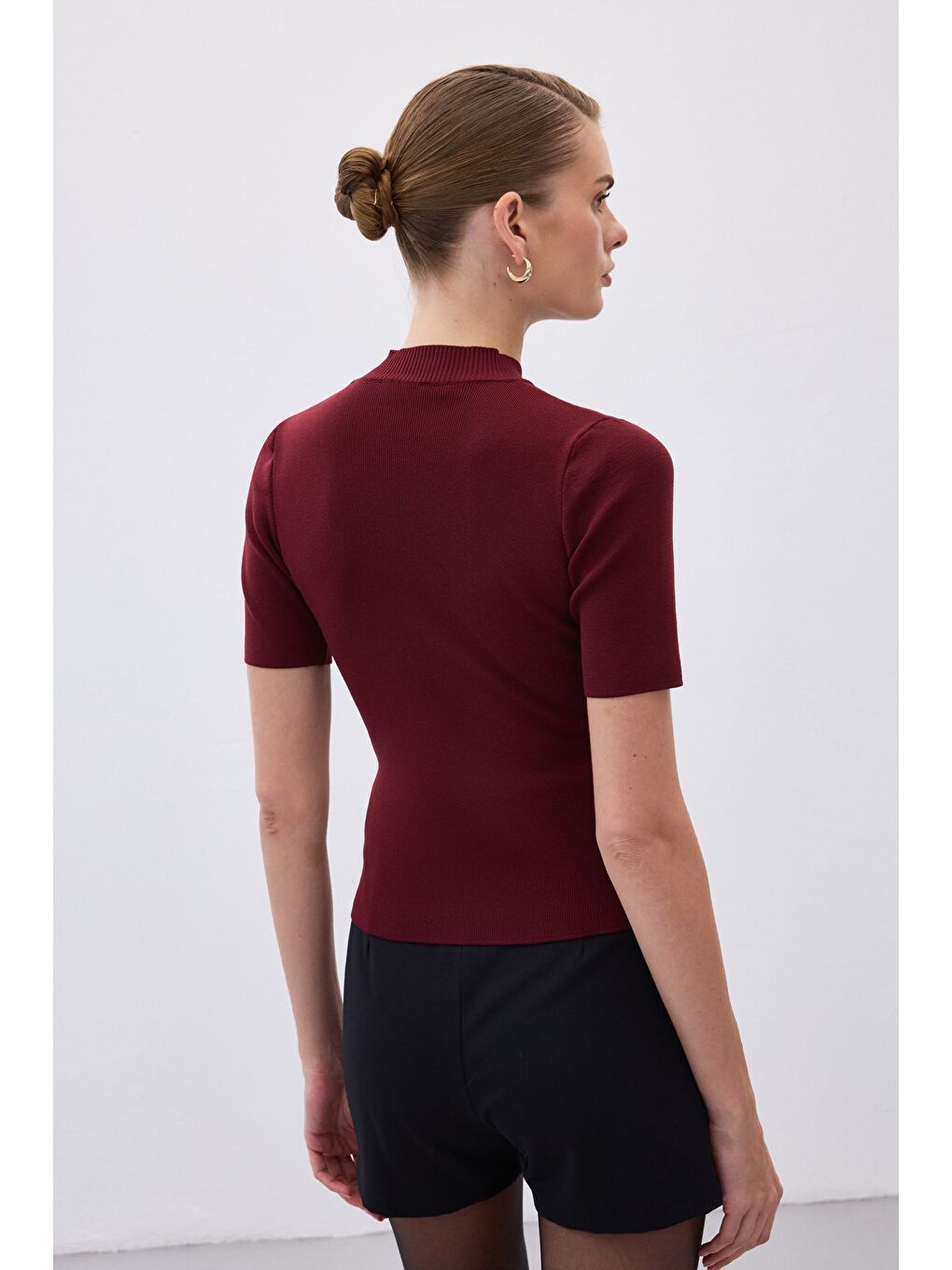 Yarım Balıkçı Triko - Bordo-7