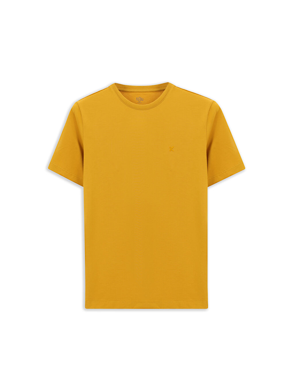 Sarı Bisiklet Yaka Slim Fit Dar Kesim Süprem Pamuklu Tişört