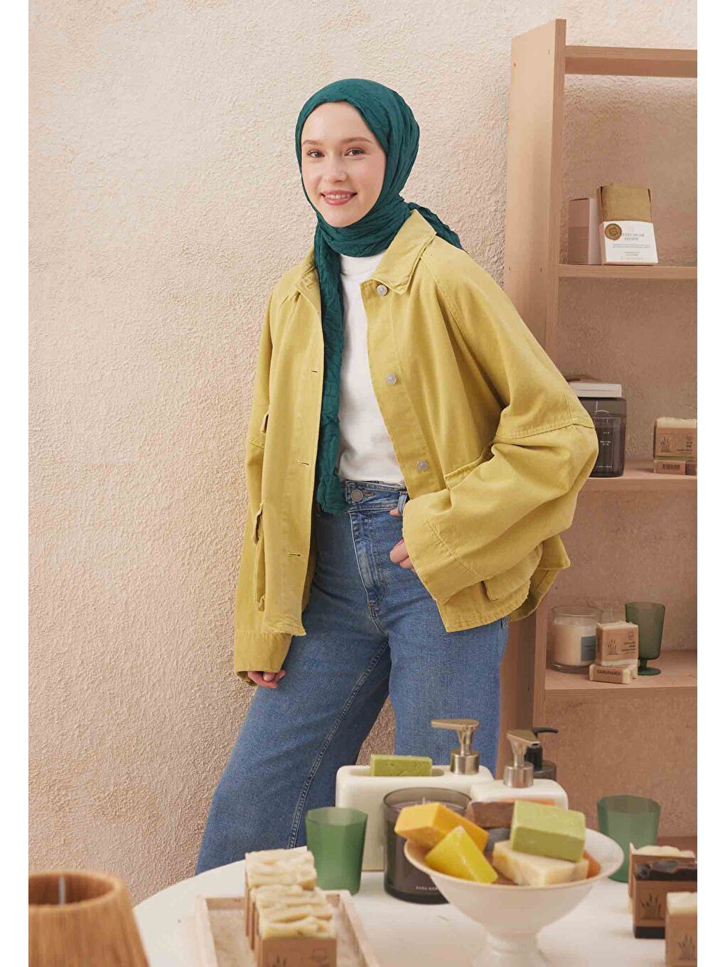 Vual Crash Şal Petrol Yeşili-1