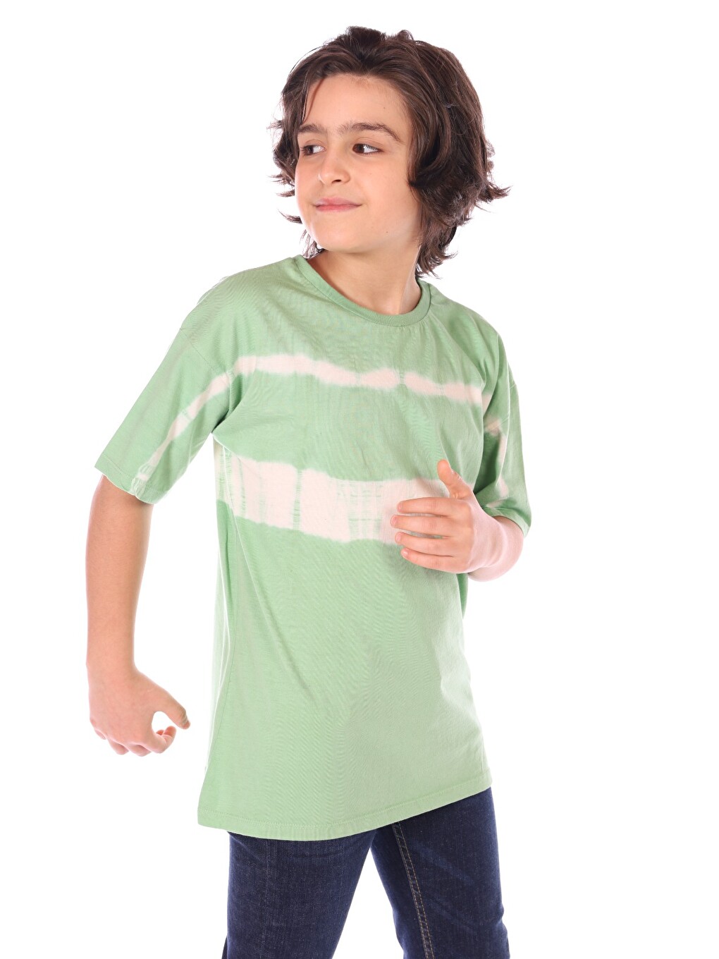 Yeşil Erkek Çocuk Batik Desenli Tişört