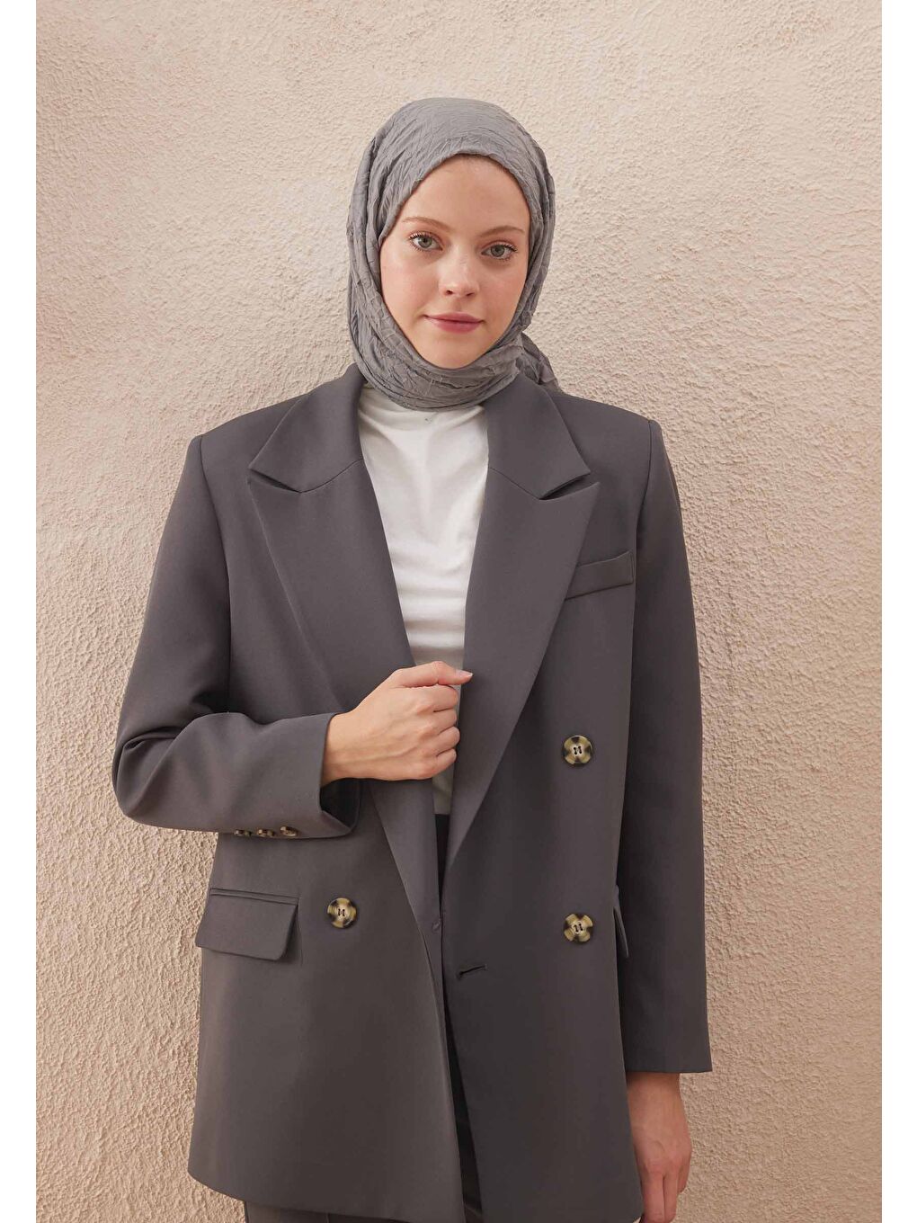 Gri Vual Crash Şal Füme-1