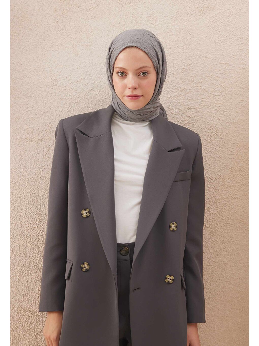 Gri Vual Crash Şal Füme-2