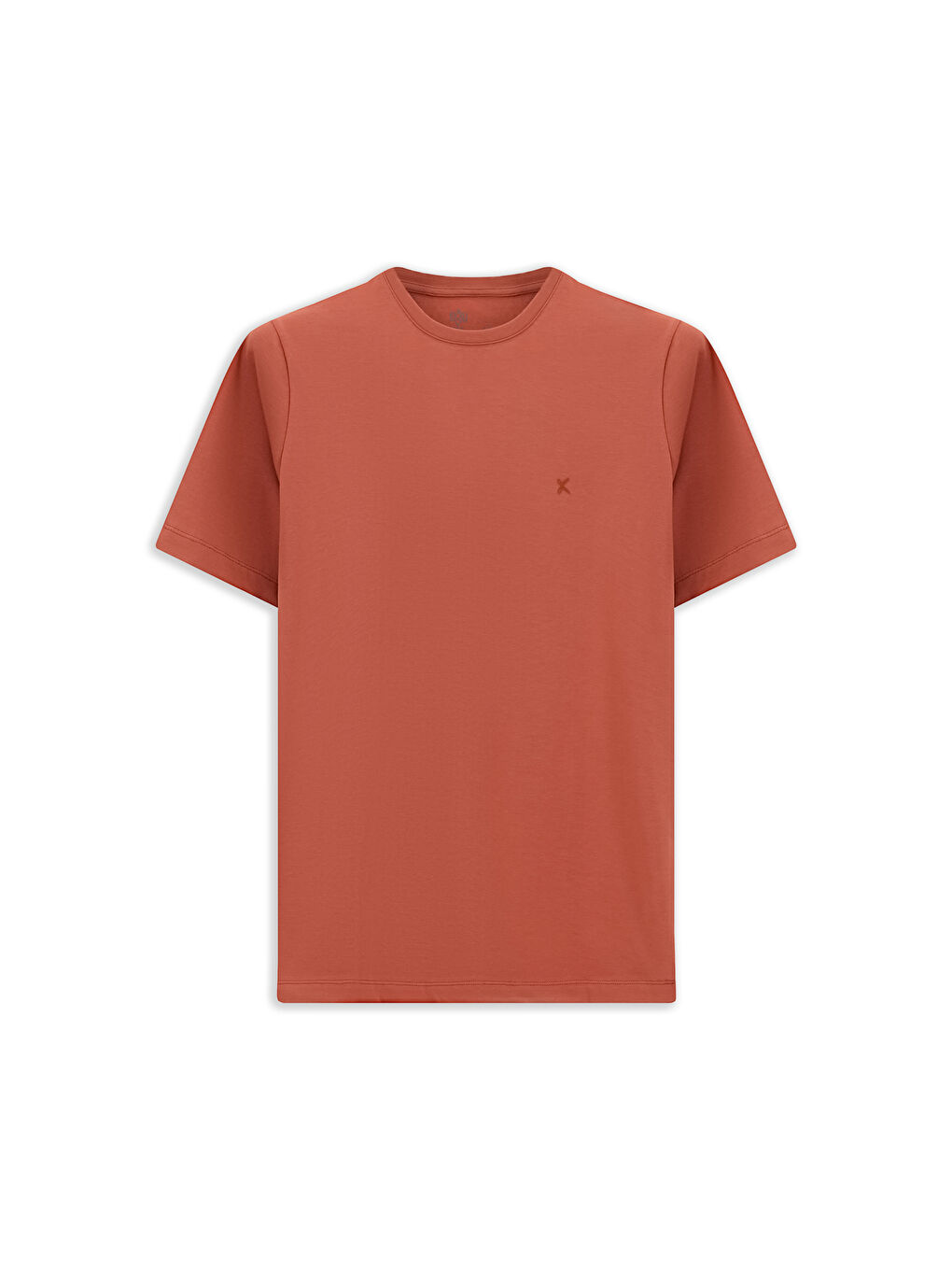 Kahverengi Bisiklet Yaka Slim Fit Dar Kesim Süprem Pamuklu Tişört