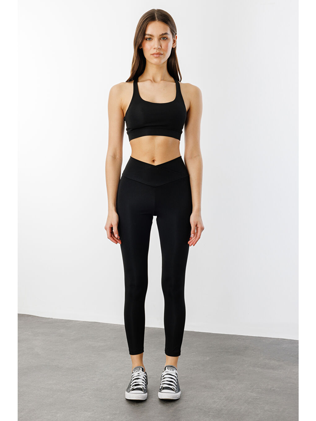 Siyah Çapraz Bel Detaylı Cross Waist KadınTayt ÇAPRAZ-TAYT-1