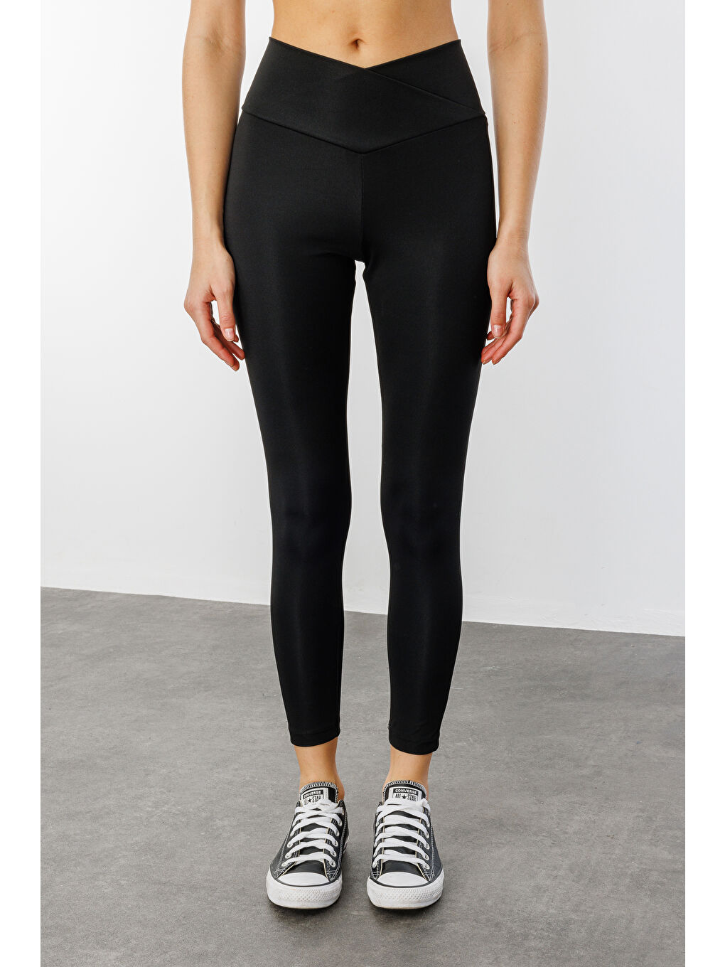 Siyah Çapraz Bel Detaylı Cross Waist KadınTayt ÇAPRAZ-TAYT-2