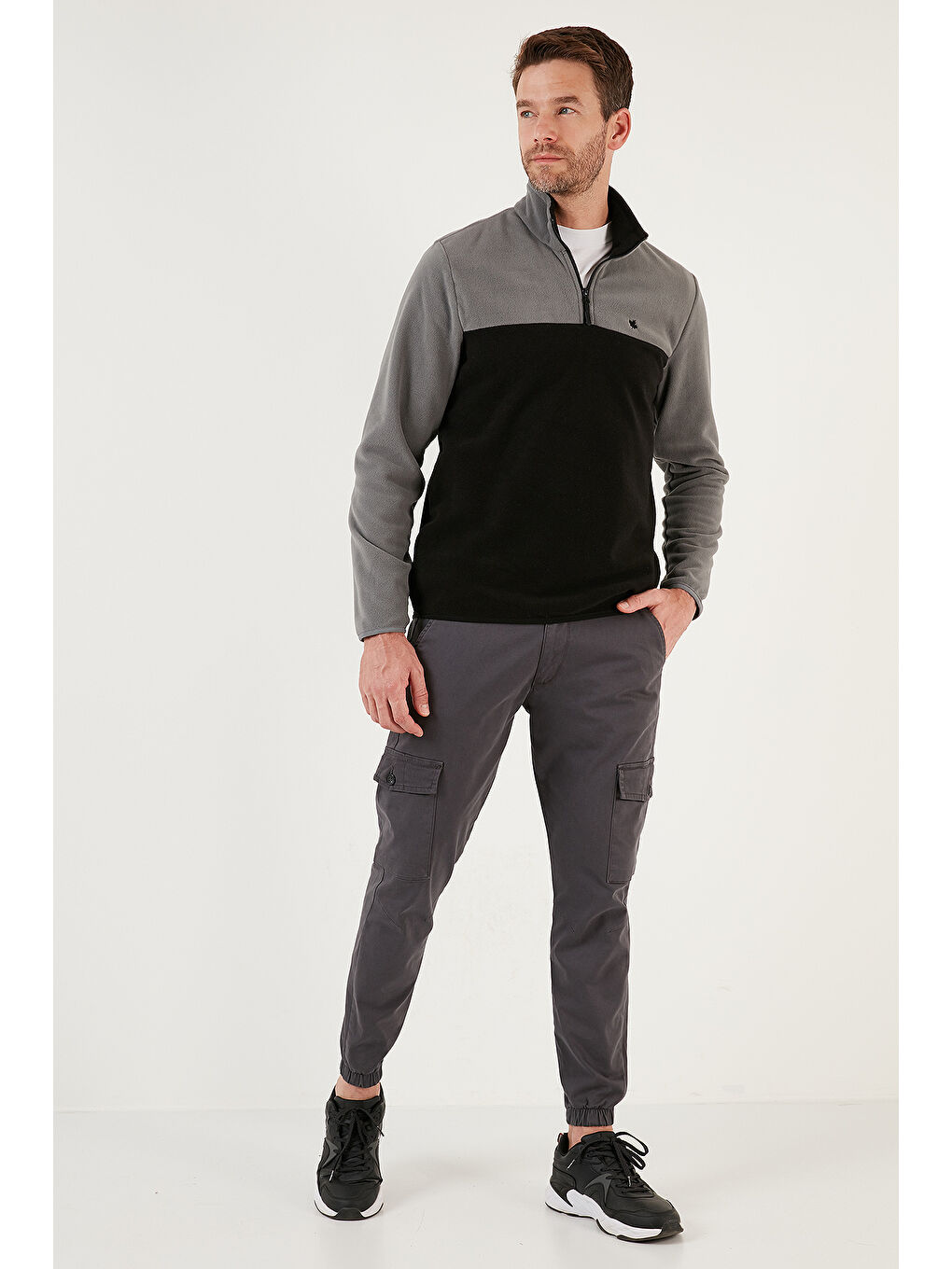 Gri Regular Fit Anti-Pilling Tüylenme Yapmayan Dik Yaka Şardonlu 2'li Paket Polar 5906016S2-3