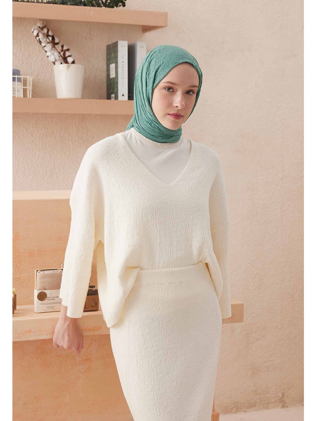 Vual Crash Şal Mint Yeşili-1