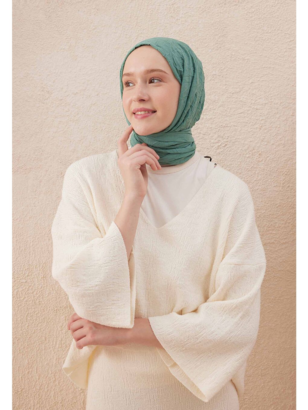 Vual Crash Şal Mint Yeşili-3