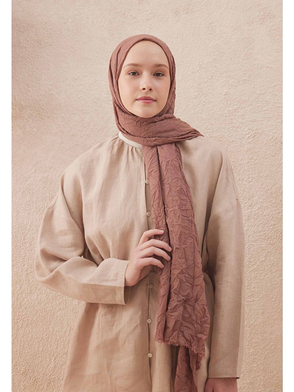 Pembe Vual Crash Şal Gül Kurusu-2