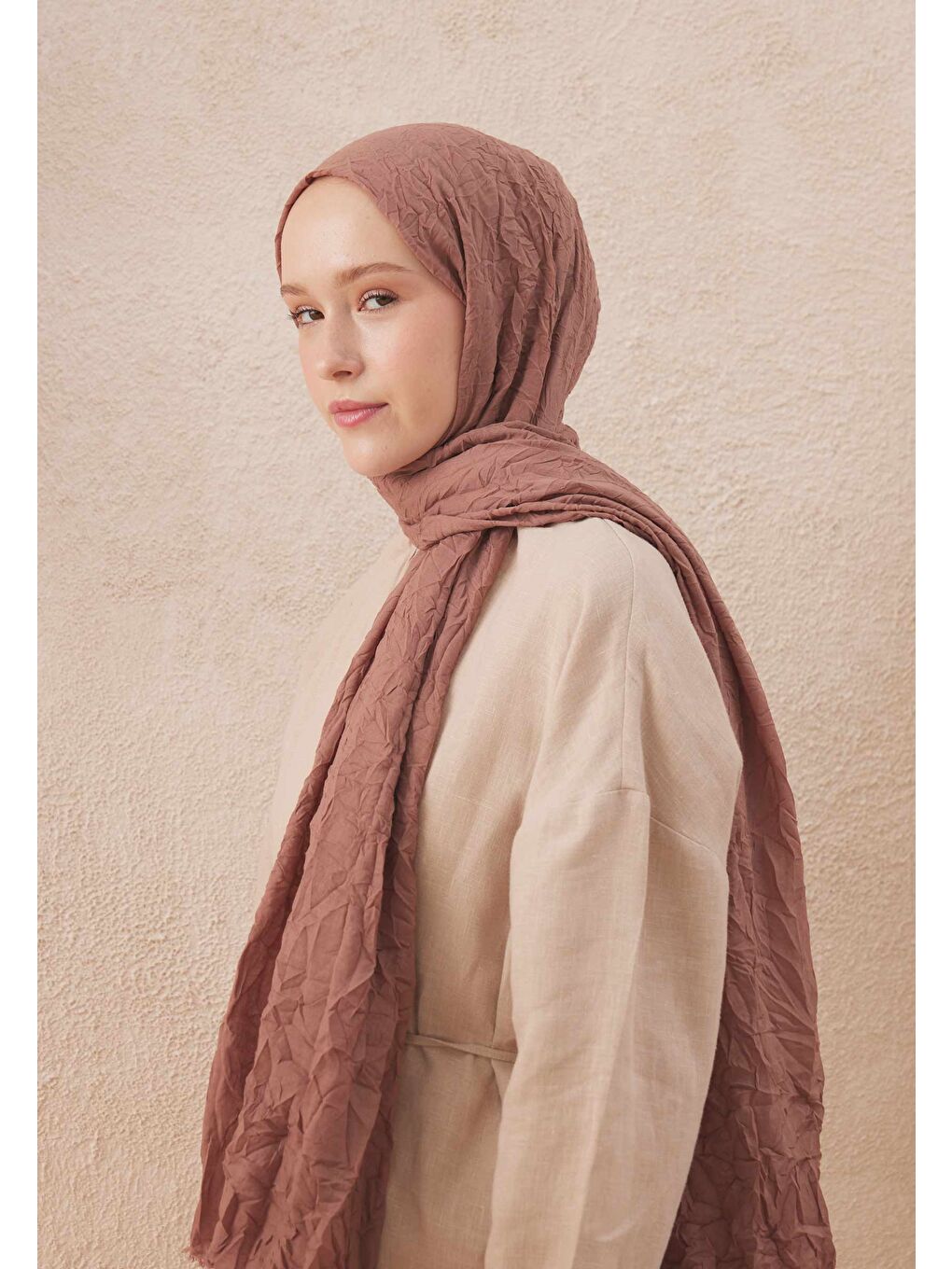 Pembe Vual Crash Şal Gül Kurusu-3