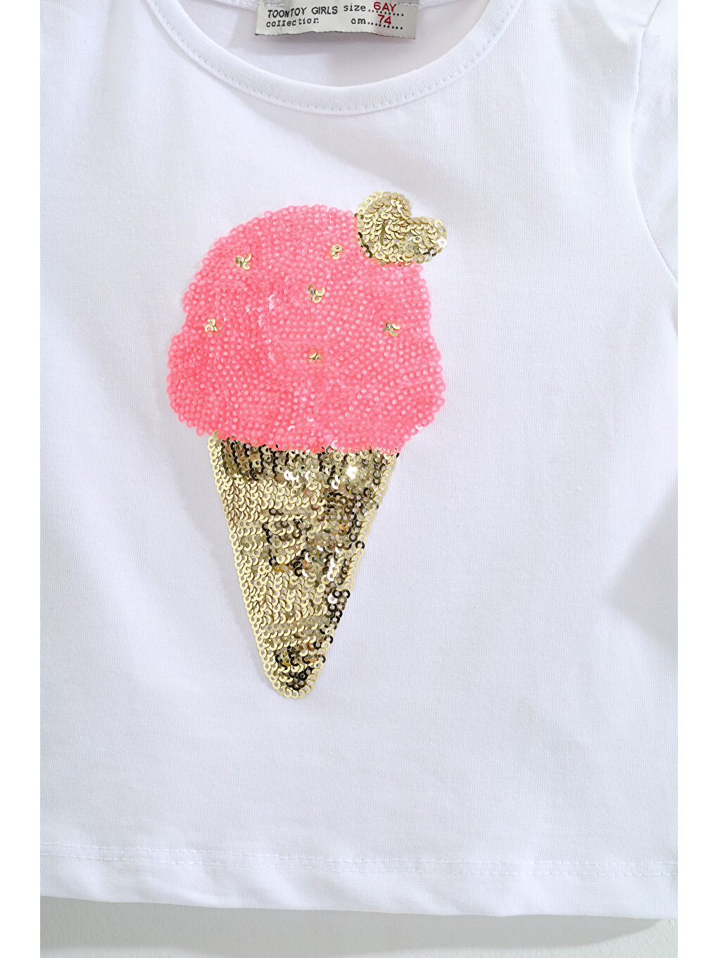 Beyaz Kız Çocuk Pullu Etekli Takım-2