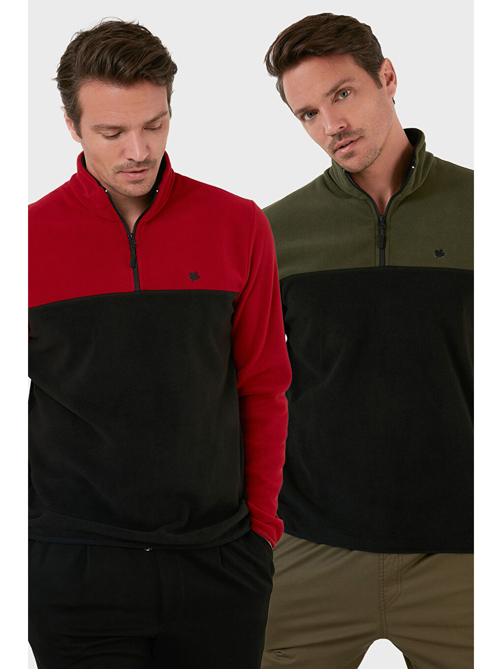 Haki Regular Fit Anti-Pilling Tüylenme Yapmayan Dik Yaka Şardonlu 2'li Paket Polar 5906016S2