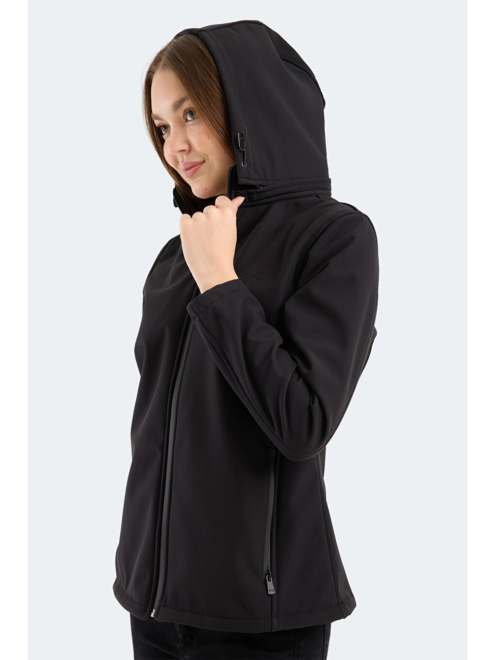 HEAT CONTROL Kadın Çıkarılabilir Kapüşonlu Siyah Mont & Kaban-5