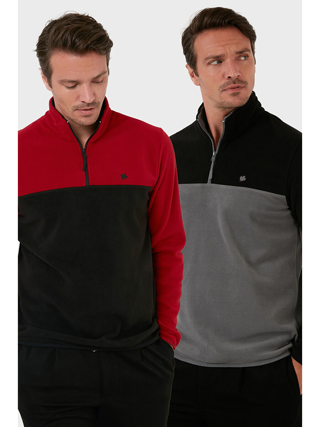 Bordo Regular Fit Anti-Pilling Tüylenme Yapmayan Dik Yaka Şardonlu 2'li Paket Polar 5906016S2