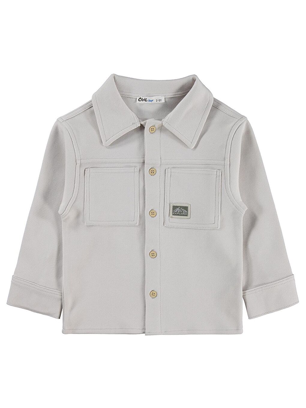 Bej Boys Basic 2-5 Yaş Gömlek - Koyu Taş Rengi