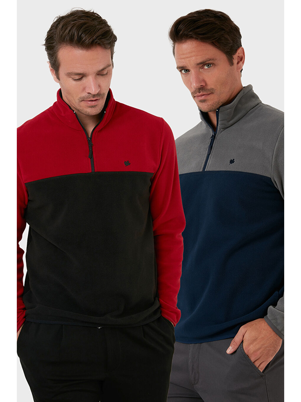 Kırmızı Regular Fit Anti-Pilling Tüylenme Yapmayan Dik Yaka Şardonlu 2'li Paket Polar 5906016S2