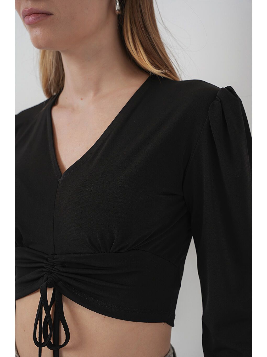 936 Sandy Crop Bluz - Siyah-4