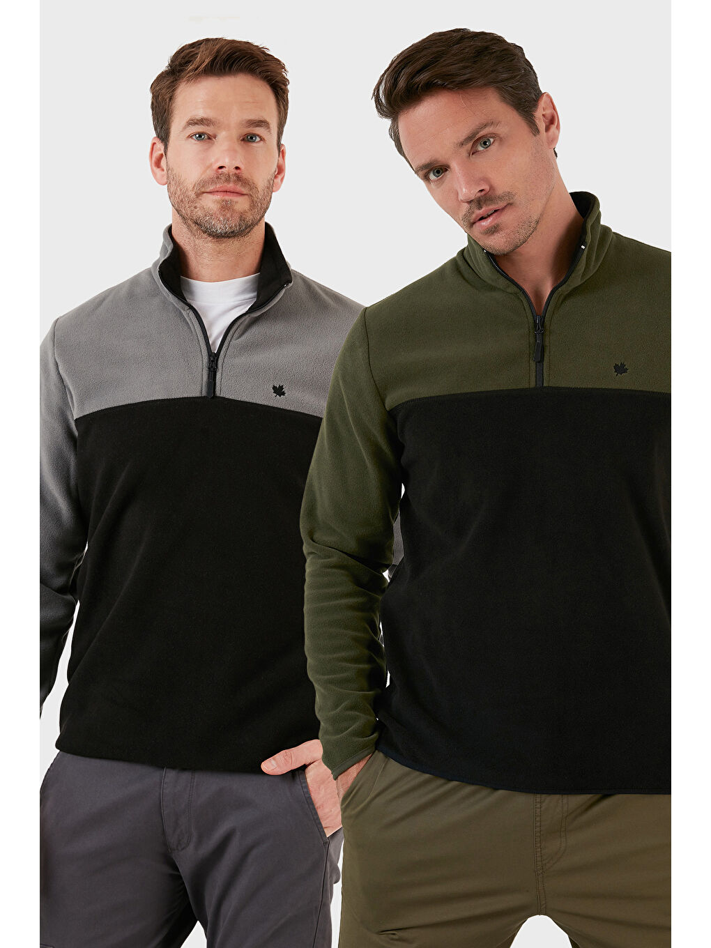 Gri Regular Fit Anti-Pilling Tüylenme Yapmayan Dik Yaka Şardonlu 2'li Paket Polar 5906016S2