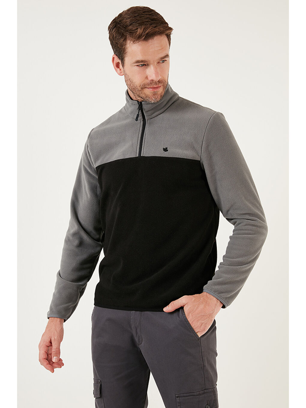 Gri Regular Fit Anti-Pilling Tüylenme Yapmayan Dik Yaka Şardonlu 2'li Paket Polar 5906016S2-1