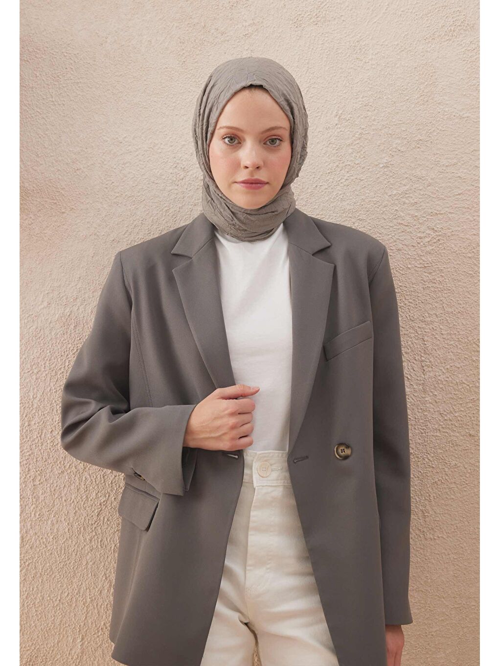 Gri Vual Crash Şal Gümüş-1