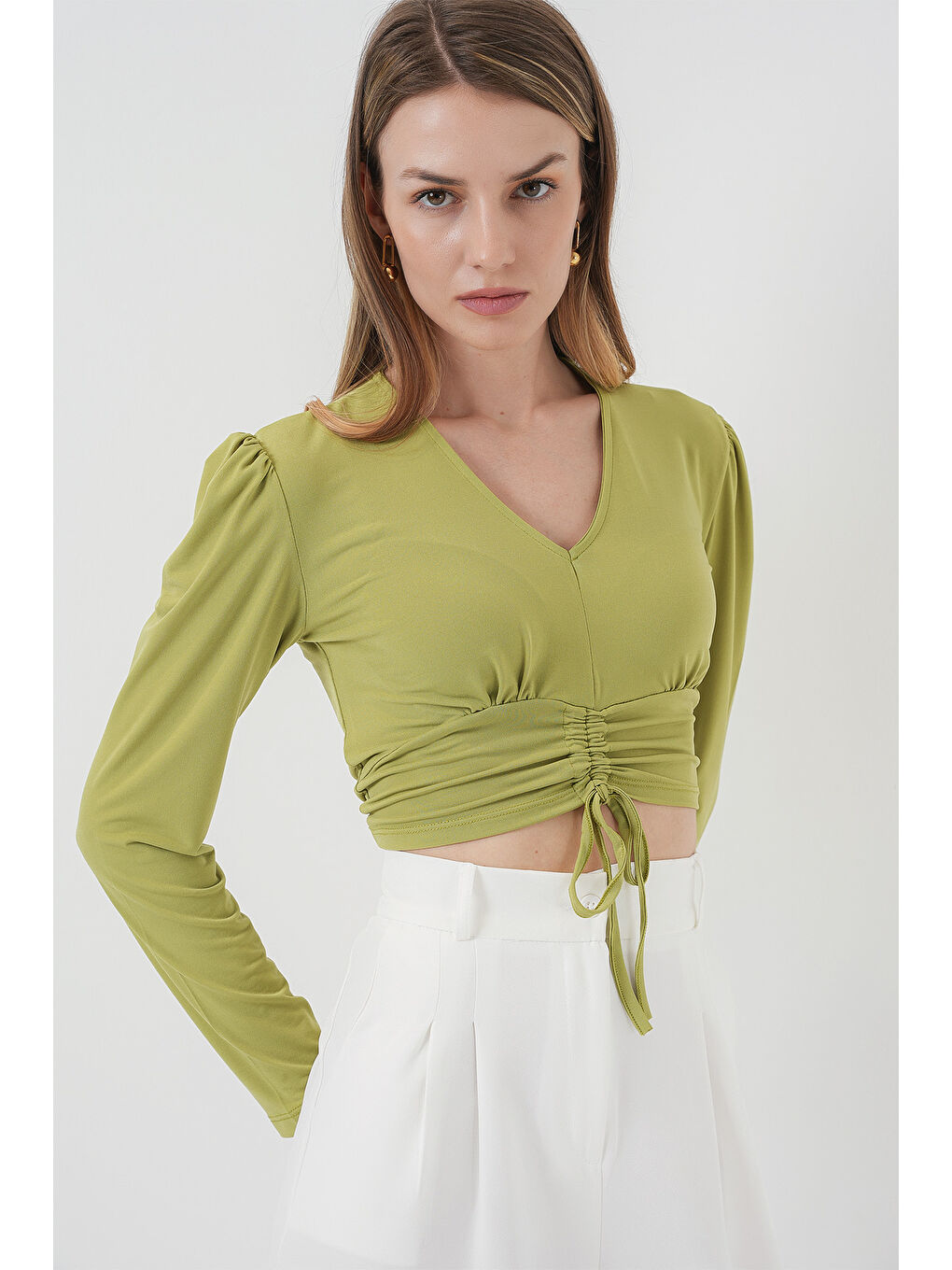 936 Sandy Crop Bluz - E.Yeşil-2