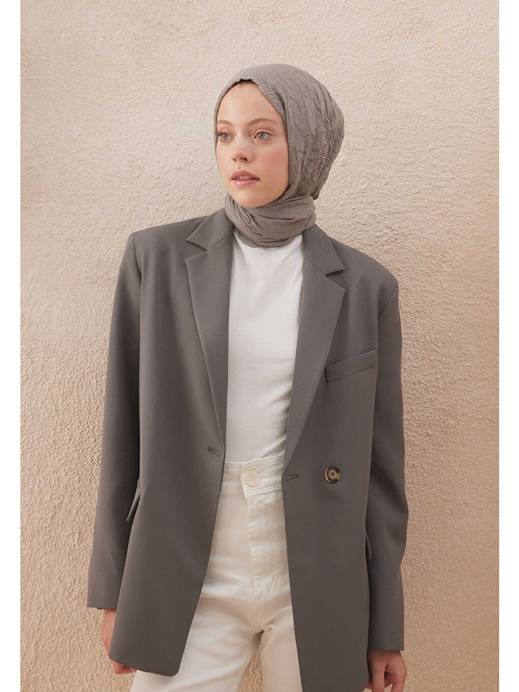 Gri Vual Crash Şal Gümüş-2