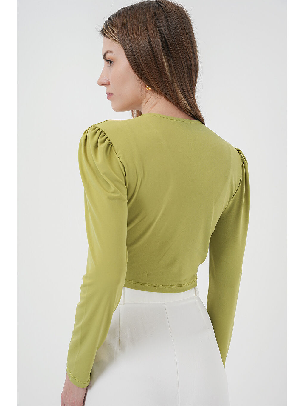 936 Sandy Crop Bluz - E.Yeşil-4