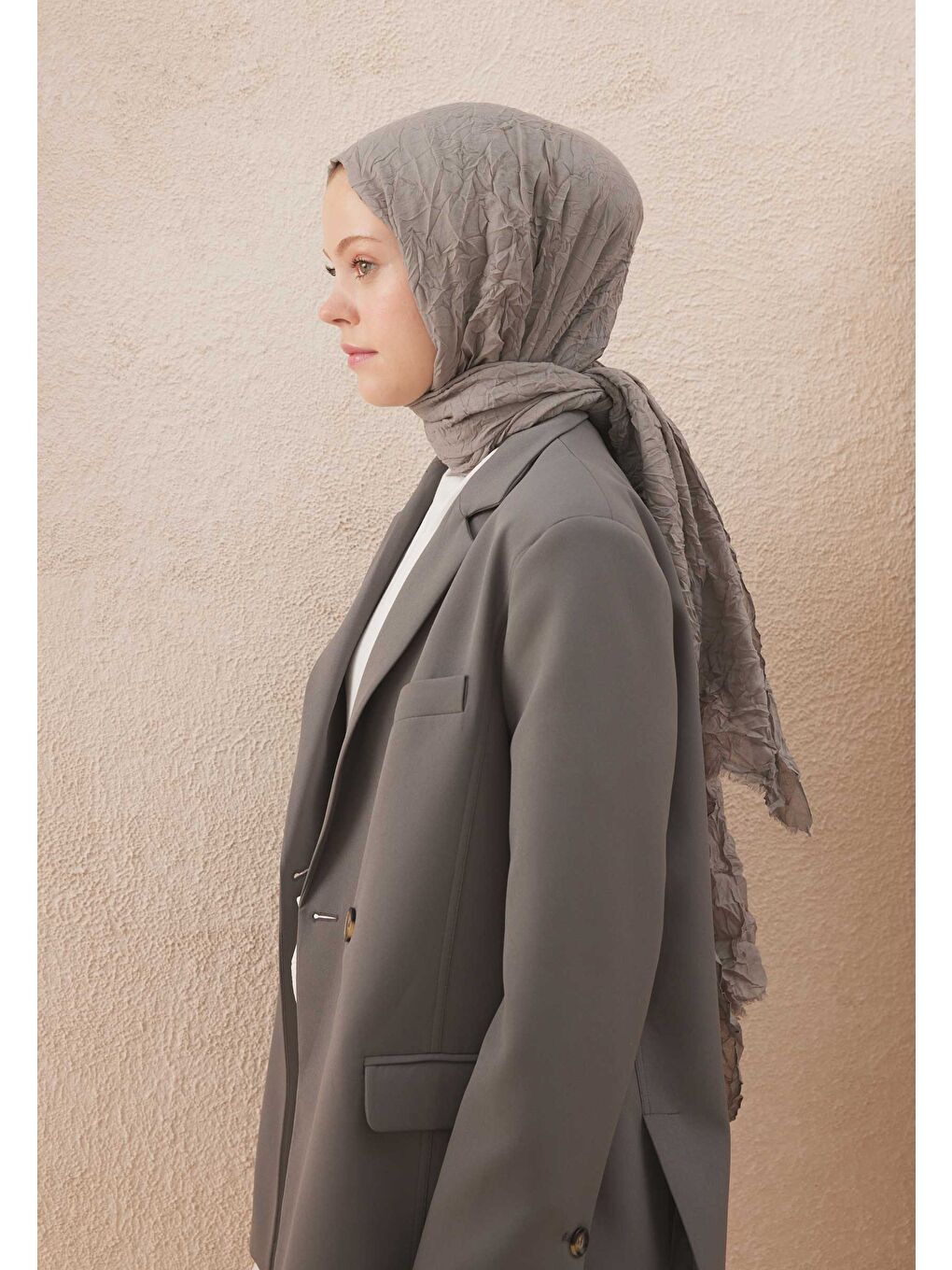 Gri Vual Crash Şal Gümüş-3