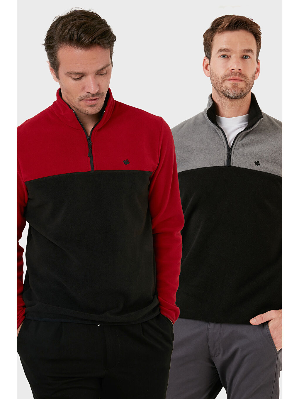 Gri Regular Fit Anti-Pilling Tüylenme Yapmayan Dik Yaka Şardonlu 2'li Paket Polar 5906016S2