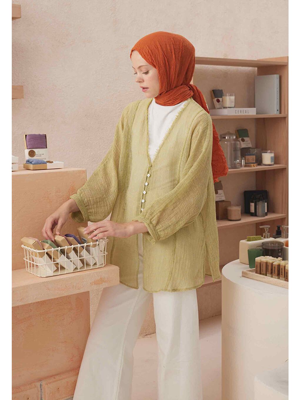 Kırmızı Vual Crash Şal Portakal Kabuğu-1