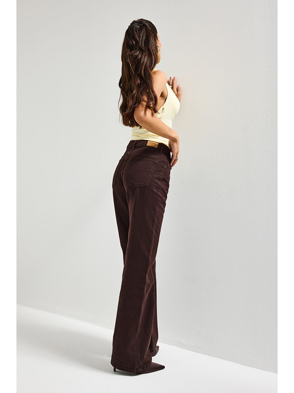 Kahverengi Kadın Koyu Kahve Doris 7s6-81 Straight Fit Yüksek Bel %100 Pamuk Denim Jean-4