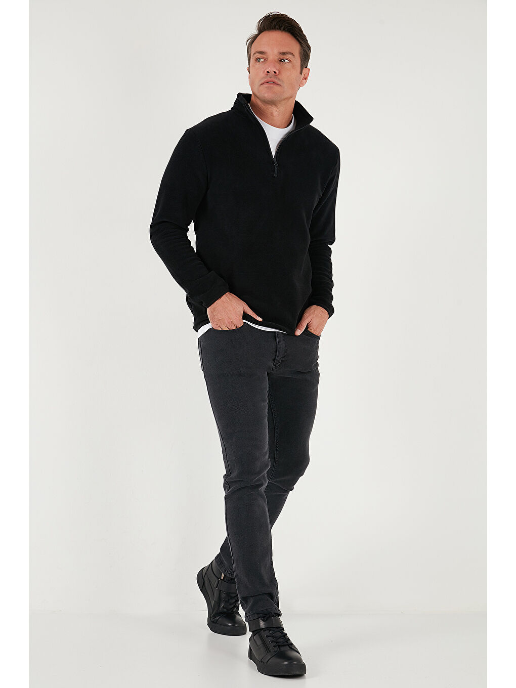 Lacivert Slim Fit Yarım Fermuarlı Dik Yaka 2'li Paket Polar 5906003S2-3