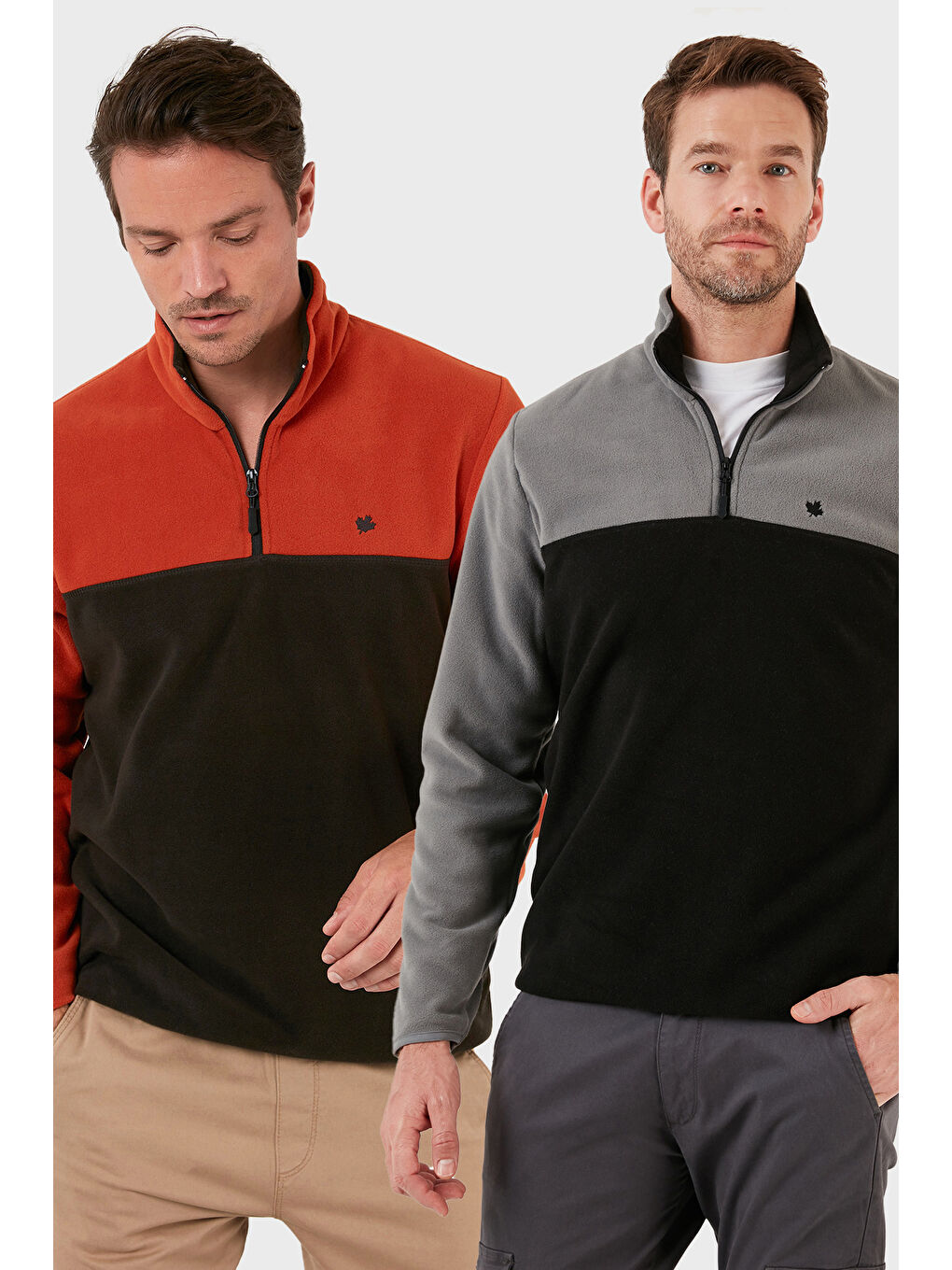 Gri Regular Fit Anti-Pilling Tüylenme Yapmayan Dik Yaka Şardonlu 2'li Paket Polar 5906016S2