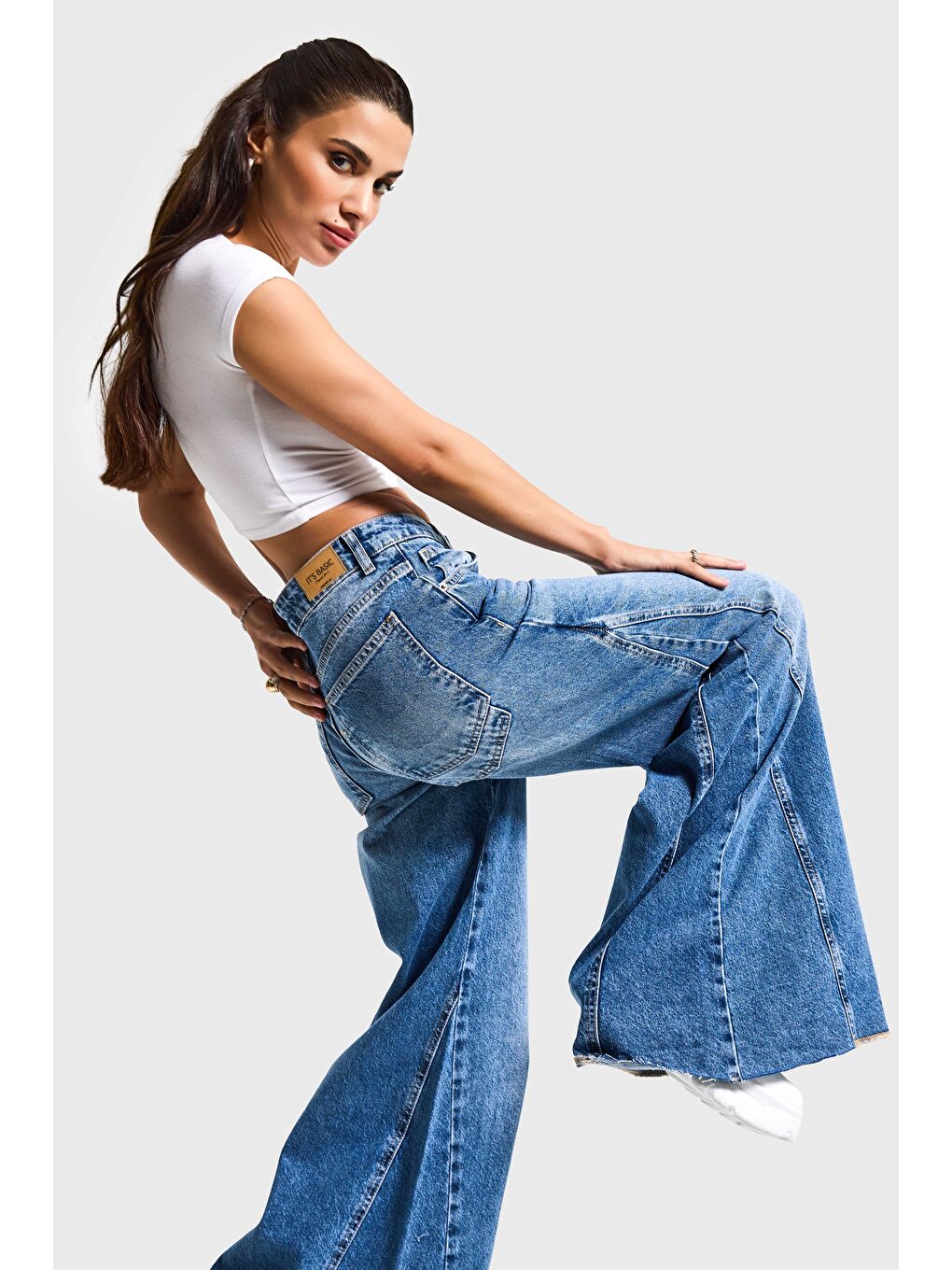 Mavi Kadın Jean Rengi 2s6-4 Süper Palazzo %100 Pamuk Denim Jean-2