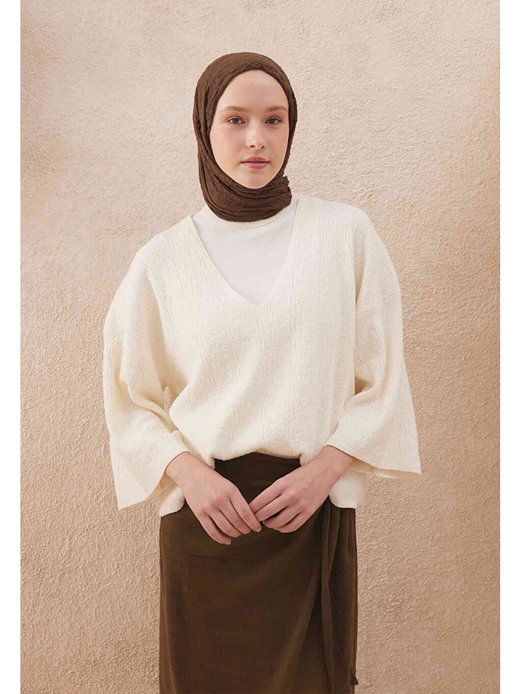 Kahverengi Vual Crash Şal Kahve Çekirdeği-2