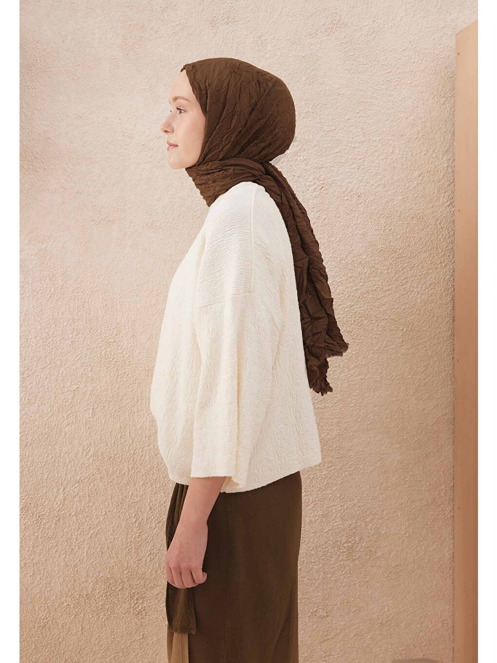 Kahverengi Vual Crash Şal Kahve Çekirdeği-3