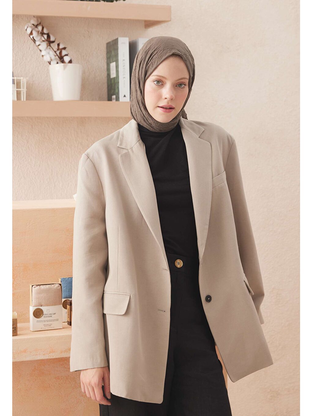 Kahverengi Vual Crash Şal Koyu Vizon-1