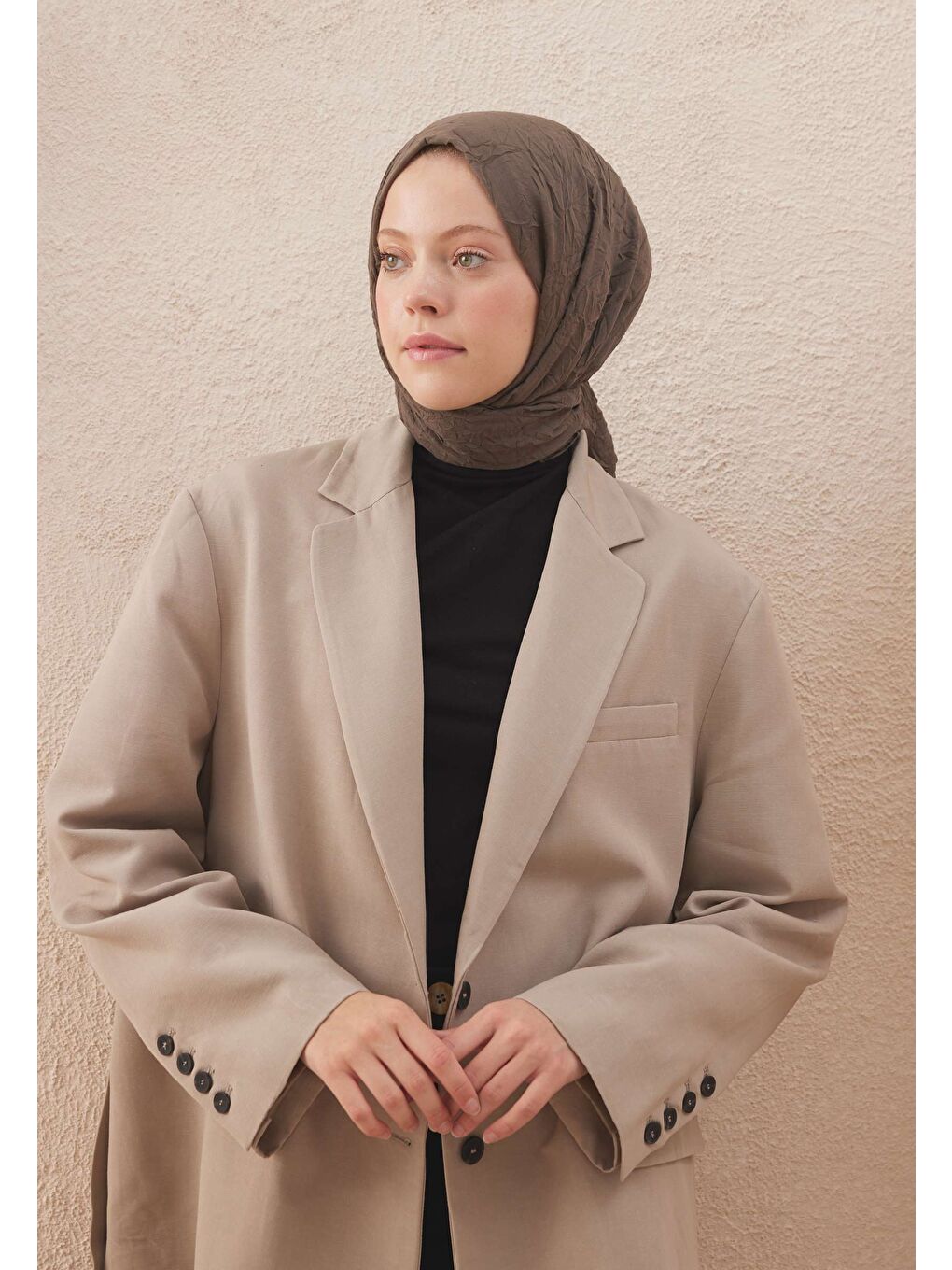 Kahverengi Vual Crash Şal Koyu Vizon-2