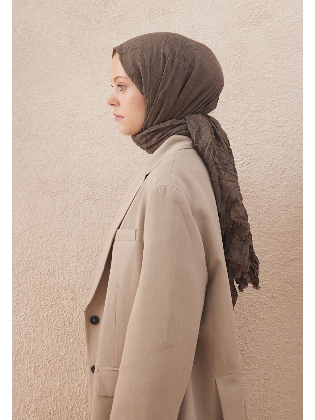 Kahverengi Vual Crash Şal Koyu Vizon-3