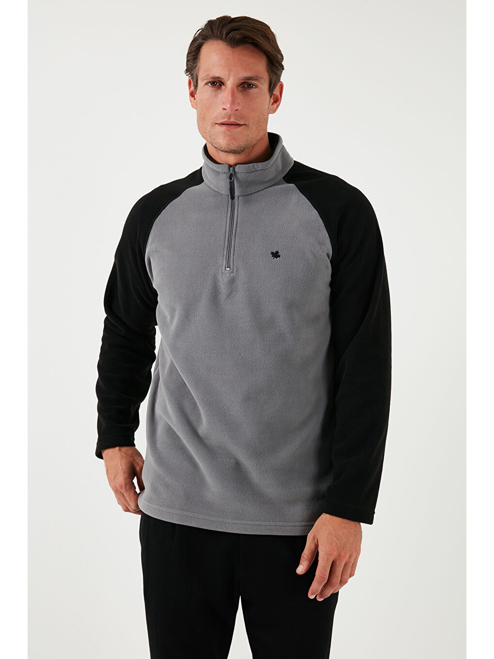 Gri Slim Fit Yarım Fermuarlı Kışlık Şardonlu 2'li Paket Polar 5906055S2-2